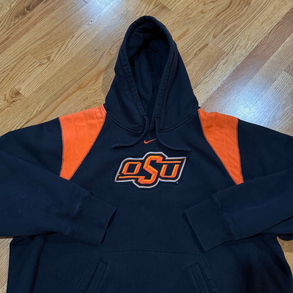 Nike Center Swoosh Hoodie Oklahoma State Mens XXL Black Vintage Y2K